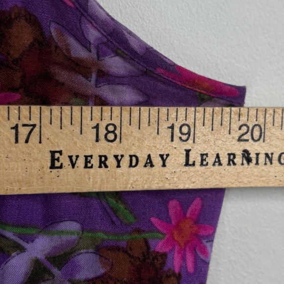 VTG 90s Impressions Maxi Dress M Purple Floral Collared Button Front Boho Retro - Picture 6 of 9